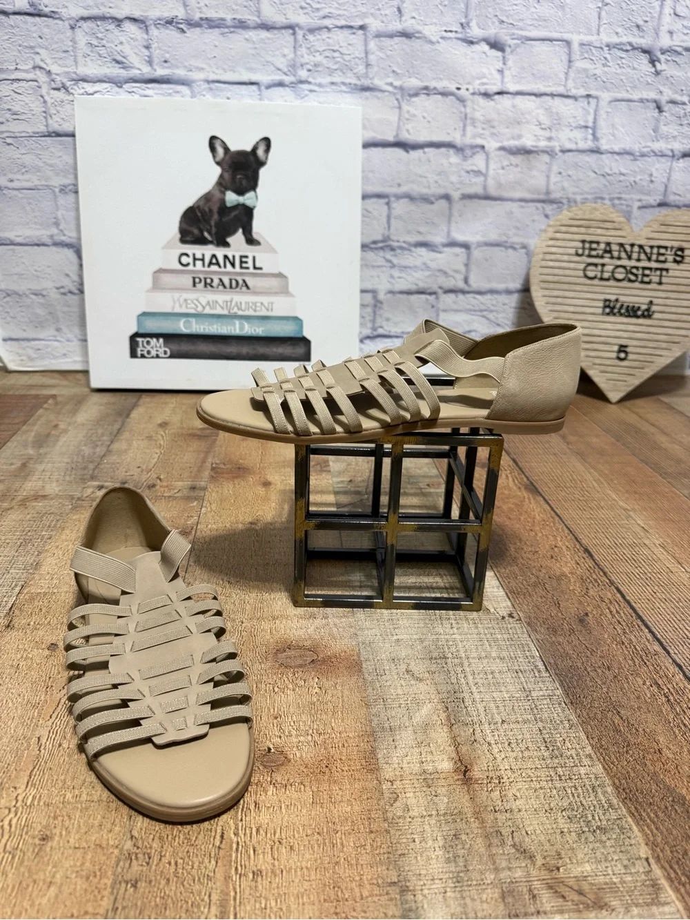 Eileen Fisher Rato strappy khaki leather sandals size 11